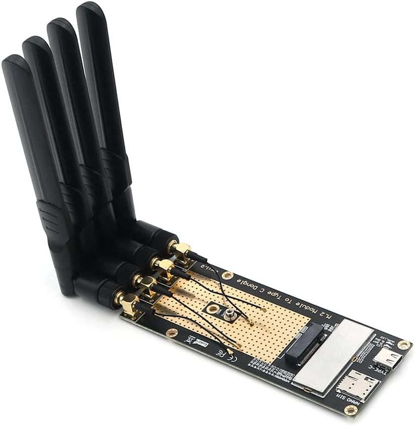M.2(M.2) 3G/4G/5G Module to Type C/USB 3.0 Adapter with Nano SIM Card Slot for RM500Q/RM500U /GM800/ SIM8200 Module with 4X 2.4G/5G Antenna