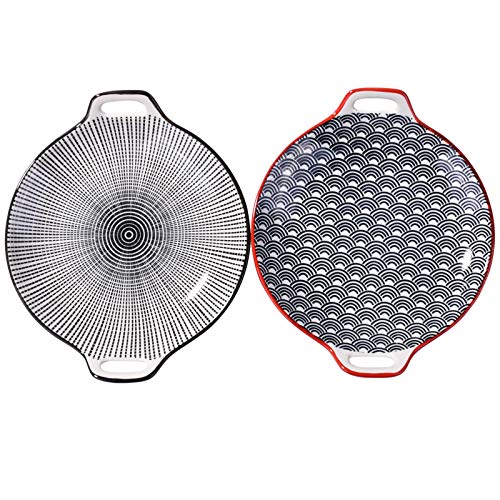 BOSILI Japanese Porcelain Dinner Plates Large Japanese Plate Set of 2 with Two-ears BOSILI Japanese Porcelain Dinner Plates Large Japanese Plate Set of 2 with Two-ears