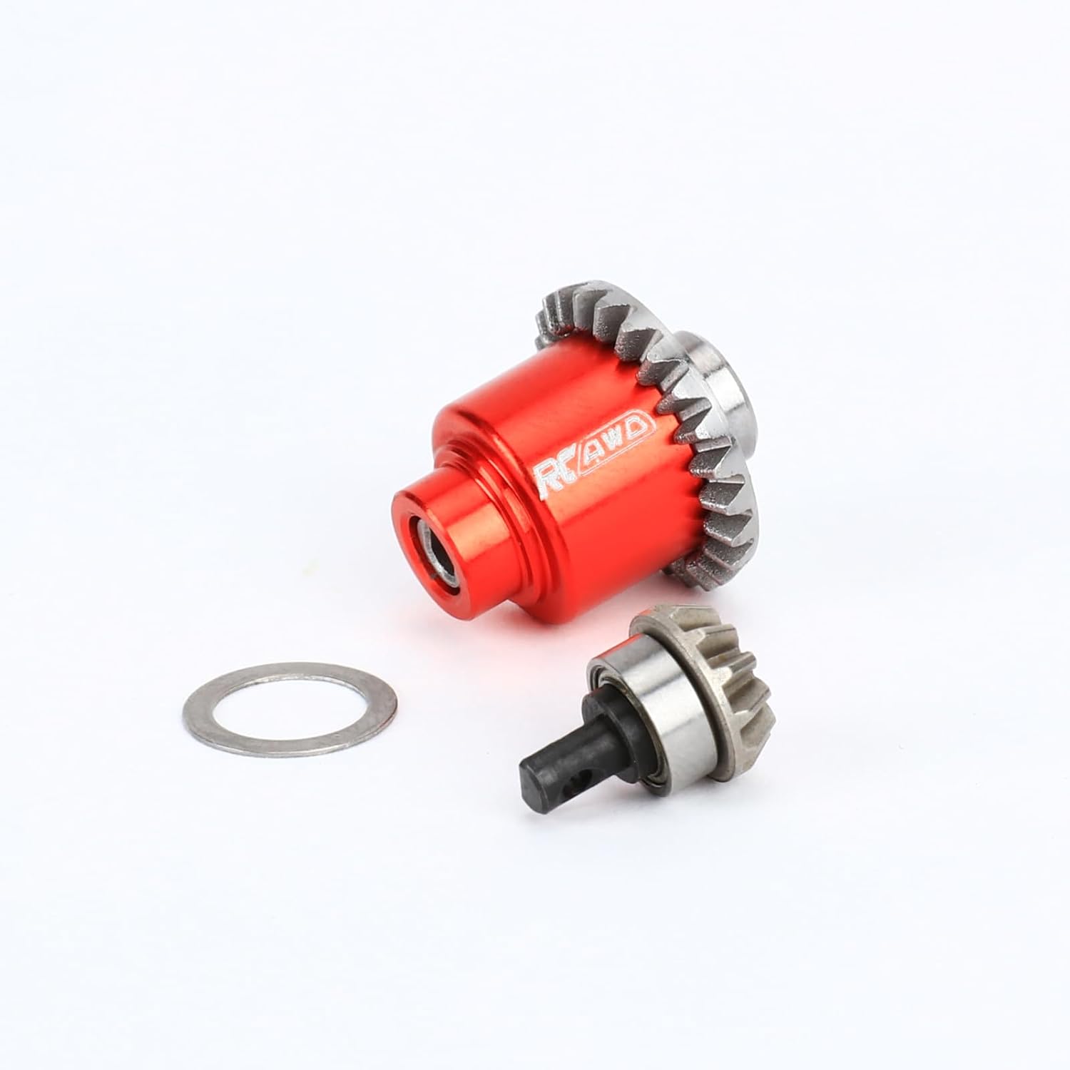 RCAWD Full-Metal Differential Assembly with Drive Gear for 1/18 1/24 Scx24 FMS Fcx18 Fcx24 Rc Crawler Car Upgrade Parts red