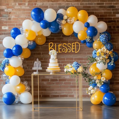 Image of RUBFAC Royal Blue Balloons 129pcs Different Sizes 18 12 10 5 Inch, Blue Balloon Arch Kit Garland for Graduation Birthday Party Baby Shower Baseball Nautical Retirement Bachelorette Party Decoration