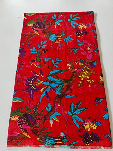 Image of Floral Printed Cotton Fabric Cloth Hand Block Print Fabric Women Material Running Jaipuri Hand Block Printed Women Dress Material Kurtis Natural 44 inch Inches Width 2.5 Meter (Pattern 32)