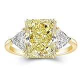 RODIFFY 4.0/5.0CT Yellow,Ruby, Blue Stone Engagement Ring for Women,3-Stone Radiant Cut S925 Silver Promise Ring (4.0ct(Yellow Stone), 6.5)
