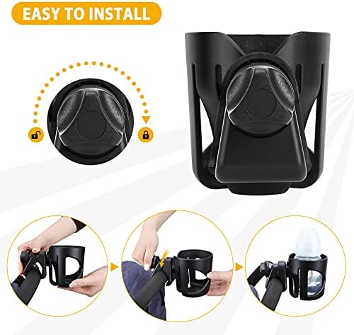Stroller Cup Holder, Universal Drink Holder for Bikes, Trolleys or Walkers, Fits Most Cups