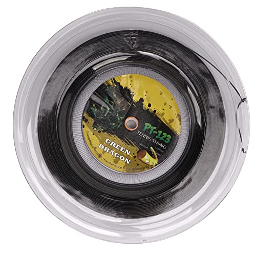 Tennis Racket String, 1.25mm Round Racquet String Double Ribbed Pattern Beat Polyester Tennis String for Teenager 200M (Black)
