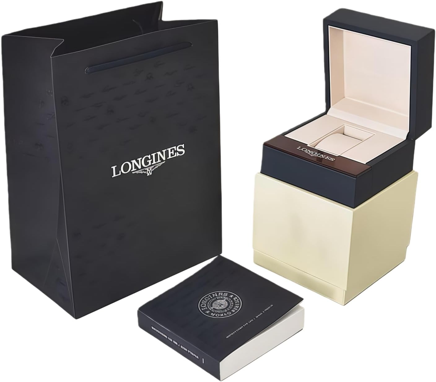 Complete Watch Packaging Set Blue Wooden Box Outer Protective Sleeve Carrier Bag Presentation Case for Longines HydroConquest