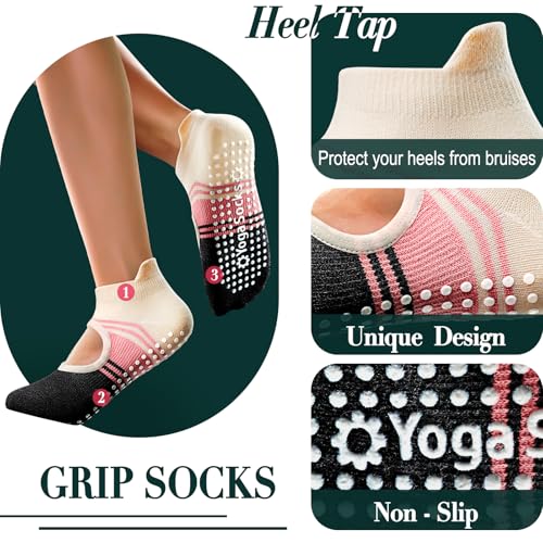 Warmvin YS-1A01 Pilates Grip Socks For Women Non-Slip Yoga Socks, Stylish Grippy Socks For Barre thumb #2