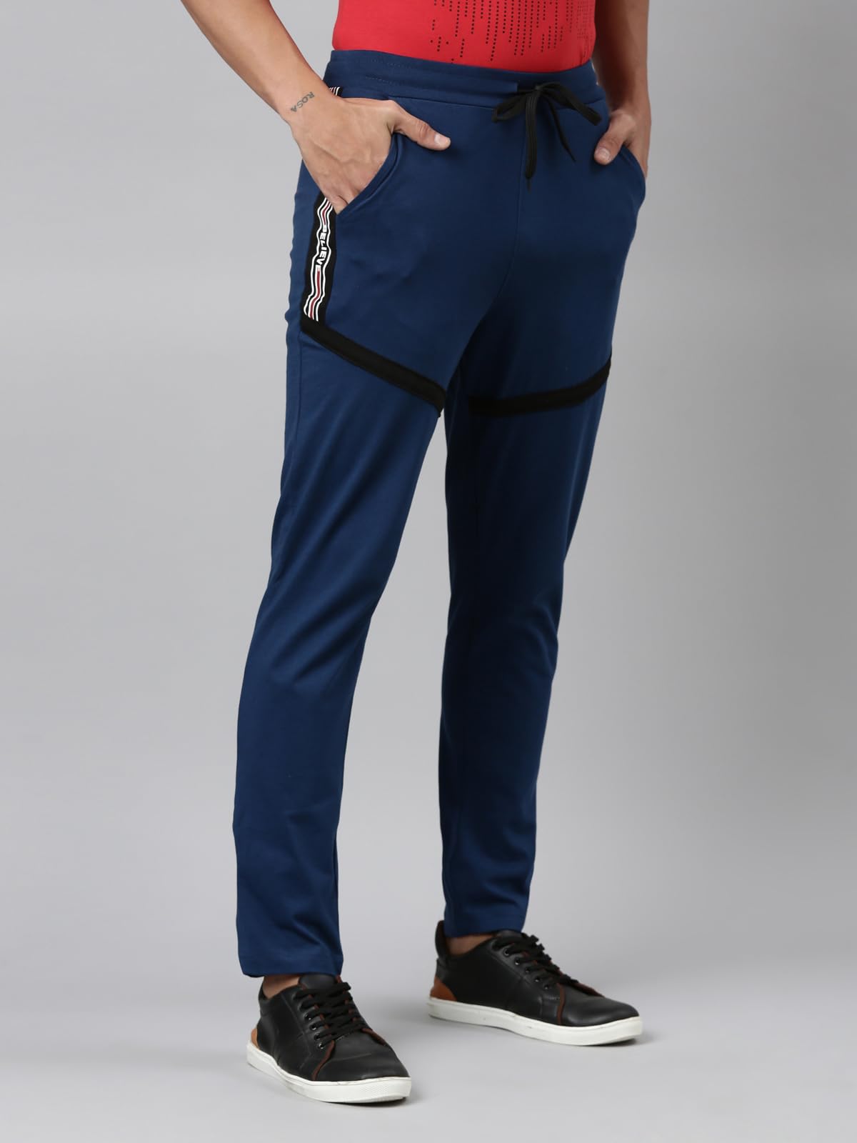 Dixcy Scott Maximus Printed Drawstring High Rise Straight Full Length Track Pant- Marvin Track(Blue Opal)-L 2