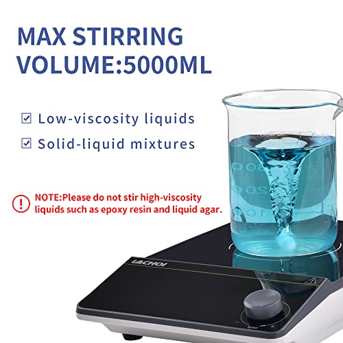 Image of Magnetic Stirrer 5.9 inch Magnetic Stir Plate with Stir Bar 200-1600RPM Max Stirring Capacity 5000ml Magnetic Stir Plate Magnetic Mixer Lab Stirrers (No Heating)