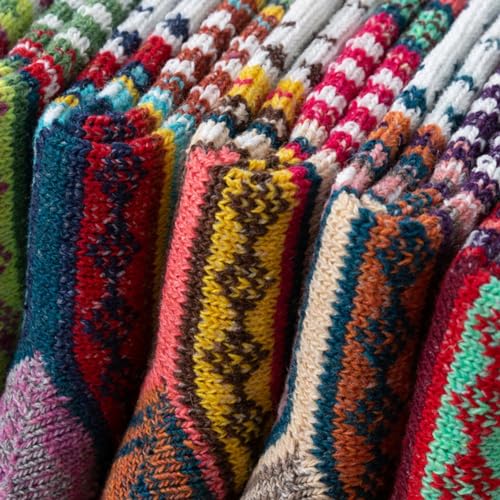 Image of 5 Pairs Cozy Socks for Women, Thick Warm Wool Knit Boots Socks for Women /Men, Women Wool Socks Vintage Winter - Soft Cozy Crew Socks.