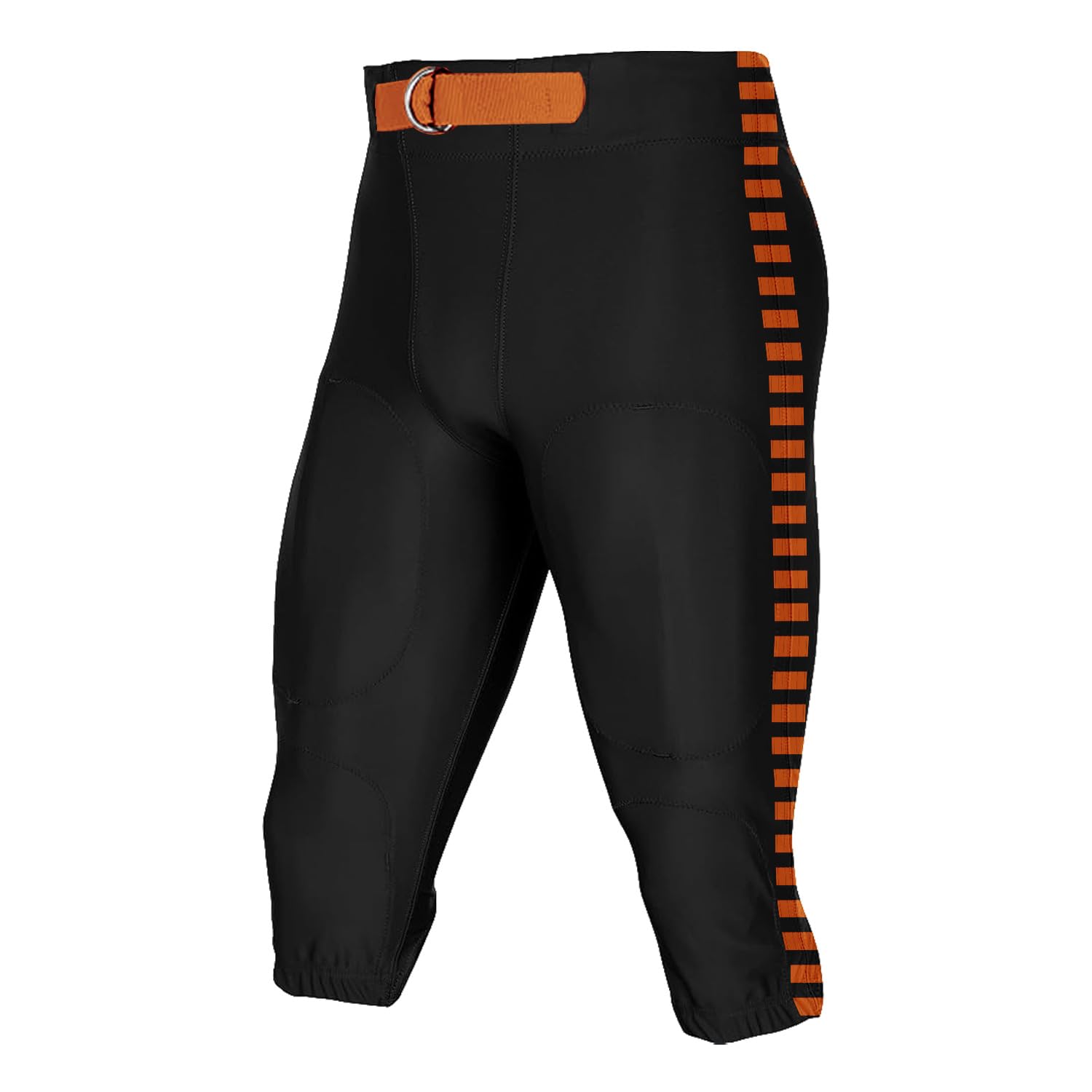 Men Youth Football Practice Pants with Plaid Pattern Training Uniform Custom Your Logo,Number Black Orange