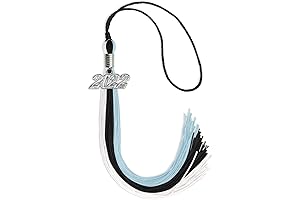 2022 Black and Light Blue Triple Color Tassel with Silver Date Drop