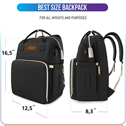 Sayoneyes Baby Diaper Bag Backpack With Portable Changing Pad - Multifunction Diaper Backpack With Usb Charging Port - Stroller Straps, Large Capacity And Waterproof Unisex Baby Bag (Black) #TOP4