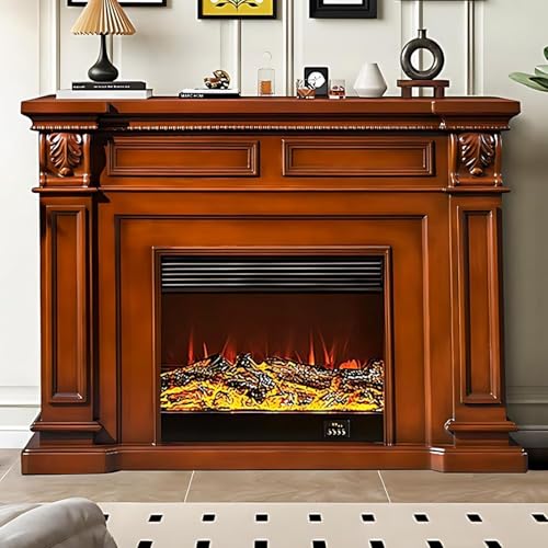 Suncharm Electric Fireplace 59.05Inch (Realistic Flame)(Heated Fireplace) American Classic Style,