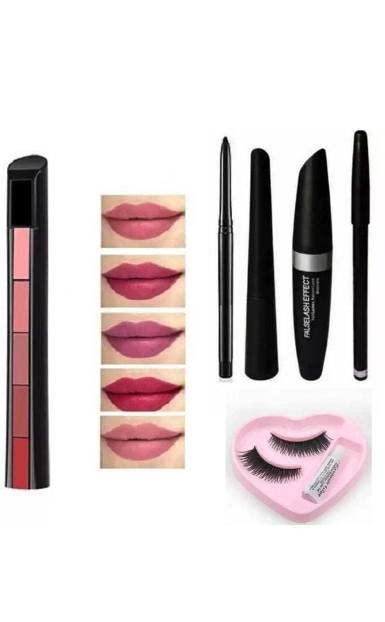 5 Nude Edition Lipsticks in 1 Combo | 36H Waterproof Eyeliner |Eye Kajal | 3-in-1 Eyeliner, Mascara & Eyebrow Pencil | Complete Eye & Lip Makeup Kit | Pack of 6-picture-25