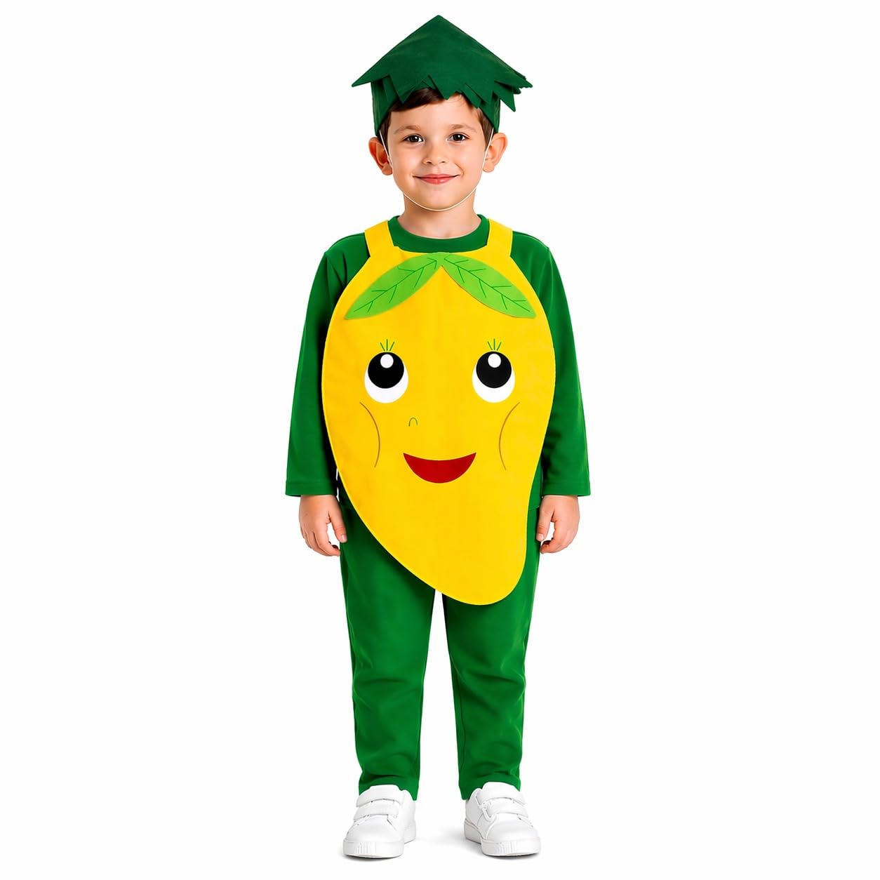 Raj Costume Kids Mango Fruit Costume Apron with Cap for Boys & Girls | Cute Yellow Cutout Fancy Dress | Soft Felt Fabric | Role Play Outfit-picture-11