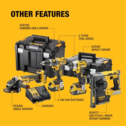 DEWALT Kit 4 Utensili Brushless 18V XR 3 Batterie 5Ah, DCK422P3T-QW - 10