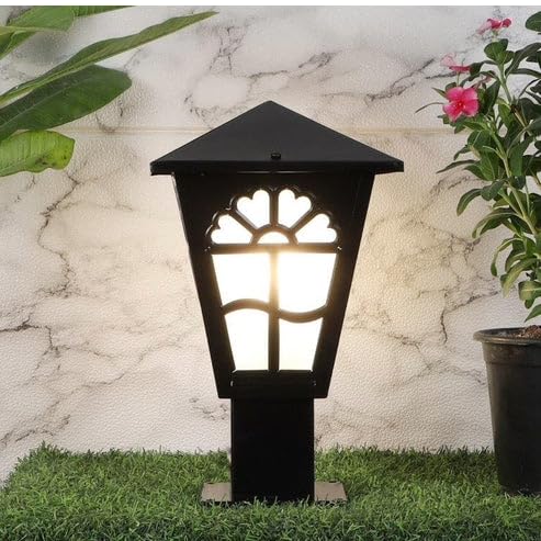 Keyplus Black Outdoor Gate Light for Pillar with Frosted Glass, Metal Waterproof Boundary Lamp, B22 Holder, Decorative Garden & Entrance Light, Pack of 1-image-0