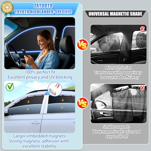 ZATOOTO Car Window Shades for CX-5 2017-2024, 4 Pcs Magnetic Car Window Covers - 100% Block Light Privacy Curtains, Side Window Sun Shade for Baby Breastfeeding, Sleeping, Camping by ZATOOTO - Image 2