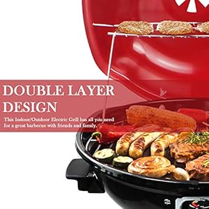 Electric BBQ Grill Techwood 15-Serving Indoor/Outdoor Electric Grill for Indoor & Outdoor Use, Double Layer Design, Portable Removable Stand Grill, 1600W (Stand Red BBQ Grills) Electric BBQ Grill Techwood 15 Serving IndoorOutdoor Electric Grill for Indoor Outdoor Use Double Layer Design Portable Removable Stand Grill 1600W Stand Red BBQ Grills