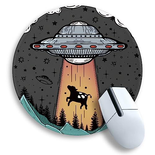 Image of Gctriki Round Mouse Pad, Mini Mouse Pad for Desk, Funny Art UFO Mousepad,Stitched Edge Non-Slip Rubber Base, Laptop Computer Mouse Pads for Wireless Mouse, Office Decor Desk Accessories