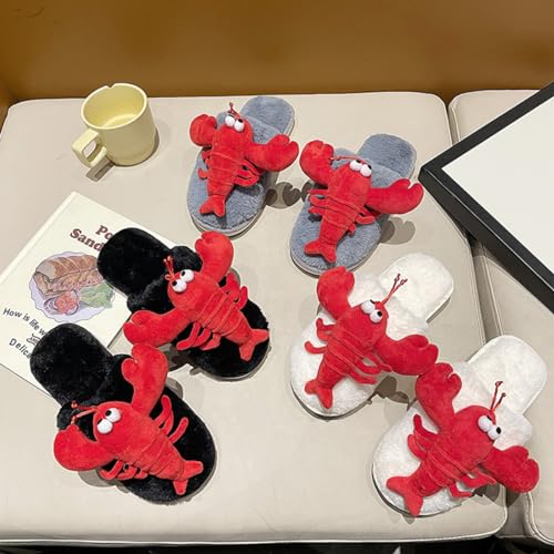Women Lobster Animal Slippers Fuzzy Memory Foam Slippers Cozy Cute Funny House Shoes for Ladies Anti-slip Fur Plush Winter Bedroom Home Slipper Adult Indoor 6