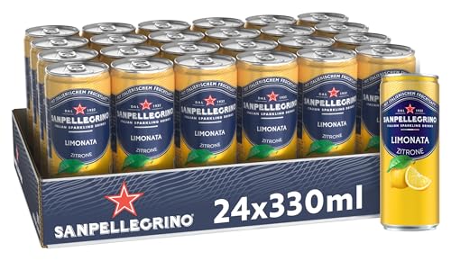 San Pellegrino Limonata Zitronen-Limonade mit 16% Zitronensaft (aus Konzentrat) 24er Pack (24 x 330ml) Einweg-Dosen
