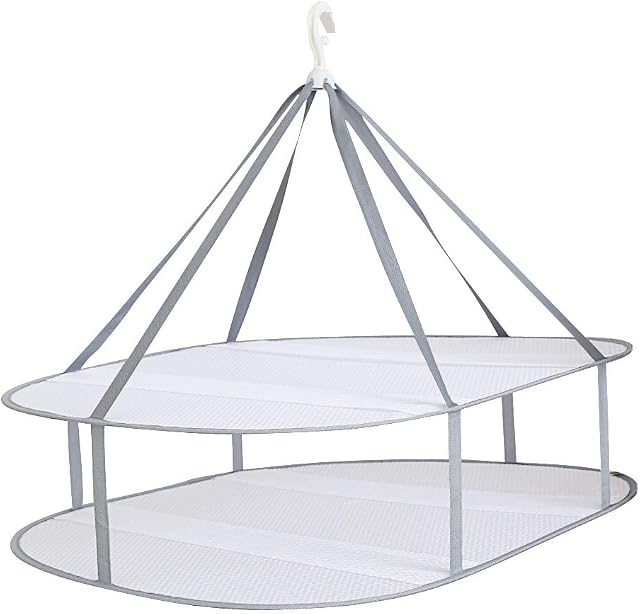 AYE Large Size Sweater Hanging Dryer, 2 Tier Folding Drying Rack, Lay Flat to Dry Mesh Clothes Hanger for Sweater, Delicates and Swimsuit