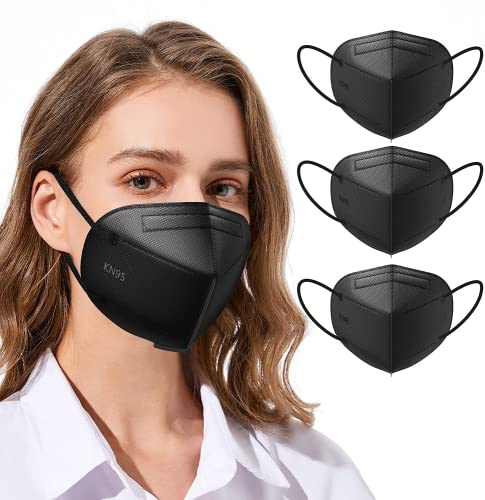 TOPMAX KN95 Face Masks 25 Pack 5-Ply Breathable Filter Efficiencyâ‰¥95% Protective Cup Dust Disposable Masks Against PM2.5 Black