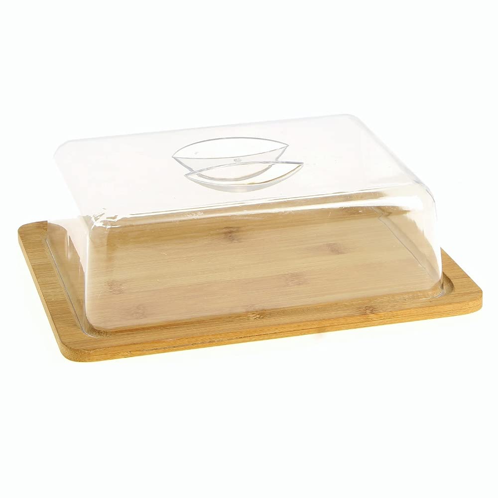 Cloche à fromage en bambou avec plateau - Dimensions 25x19cm et de hauteur 7.5cm