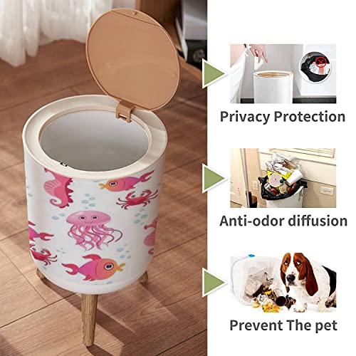Small Trash Can With Lid For Bathroom Kitchen Office Diaper Multicolored Seamless Good Idea For Nursery Decor Childrens Wear Baby Bedroom Garbage Trash Bin Dog Proof Waste Basket Cute Decorative #TOP2