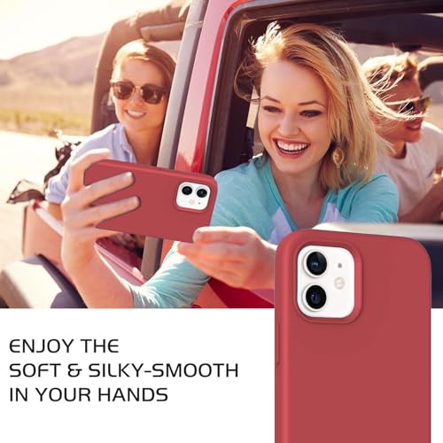 Image of DIZORO Microfiber Candy Case Compatible for iPhone 12 Smooth Touch Cushion Liquid Soft Silicone Gel Rubber Phone Cases Non-Slip Full Body Protective Shockproof Back Cover (Hibiscus)