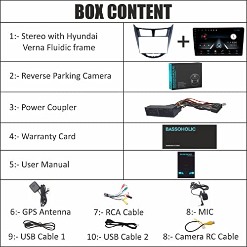 Image of 9 Inches Advanced Car Radio Receiver Android 10 System for Hyundai Verna Fluidic with 2GB /16GB RAM & ROM, Gorilla Glass /Full HD Display /WiFi /GPS /SWC and HD Parking Camera /CP