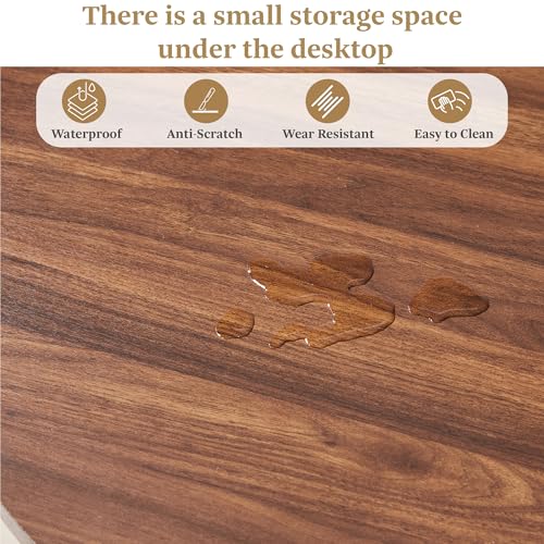 Image of weselon 43 inch-59 inch Extendable Round to Oval Dining Table with Hidden Storage, Modern Wooden Kitchen Table with Fluted Sliding Door Cabinet, Expandable Dinner Table for Dining Room Living Room (Walnut)