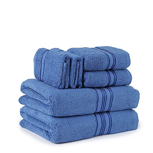Faith, Hope, Love Home Décor Bathessentials 100% Cotton Extra Heavy 6 Piece Bath Towel Set - Blue