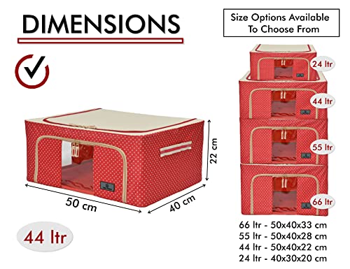 Image of Yellow Weaves Foldable Cloth Storage Box /Wardrobe Organizer - 44 LTR, 2 Pieces, Red