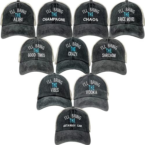 Image of Funky Junque I'll Bring The Mesh Trucker Hats | Lightweight Cotton Cap with Sun Protection, Golf Beach and Bachelorette Parties, Casual Caps for Women