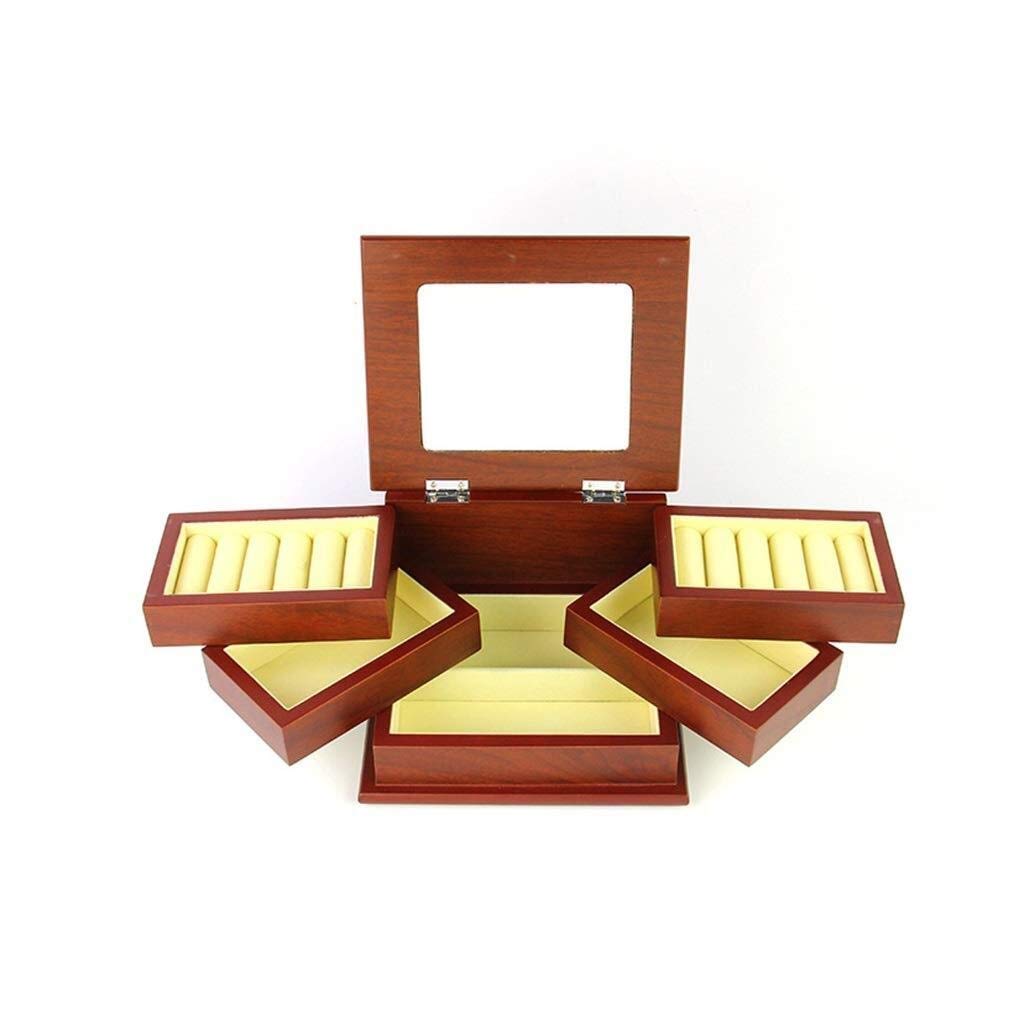 Wooden Jewelry Boxes Versatile Wooden Jewelry Chest with Mirror Large Capacity Creative Jewelry Organiser Jewelry Box for Women