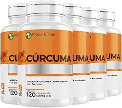 Floral Ervas do Brasil, Cúrcuma 500 mg 5x 120 Cápsula Açafrão Tumérico Açafrão Índia