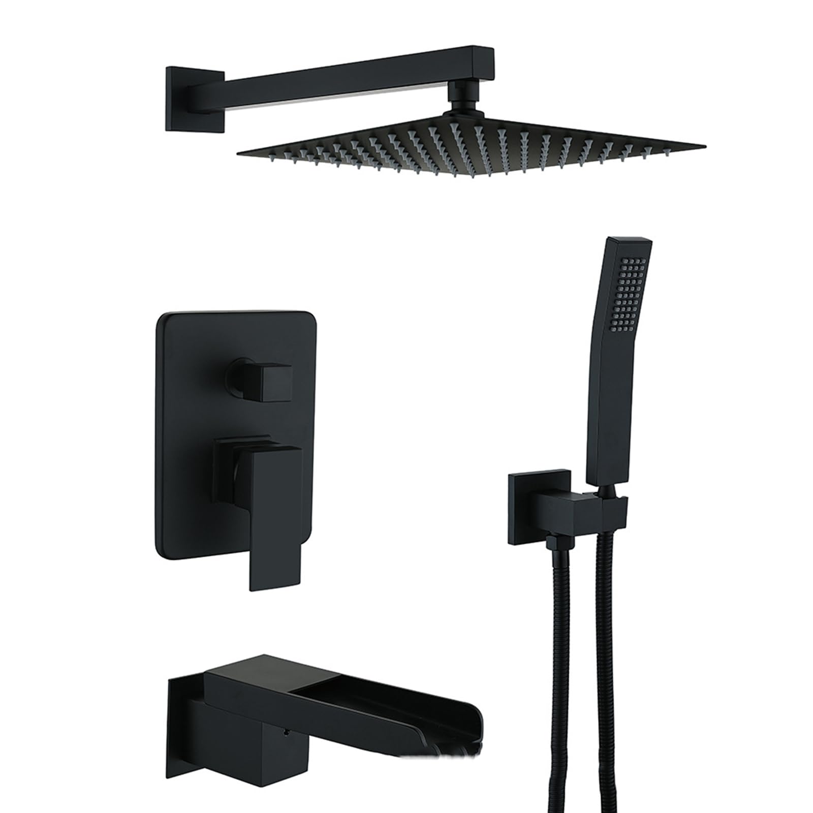 Robinet de douche encastré noir en cuivre fin haut de gamme pour salle de bain moderne