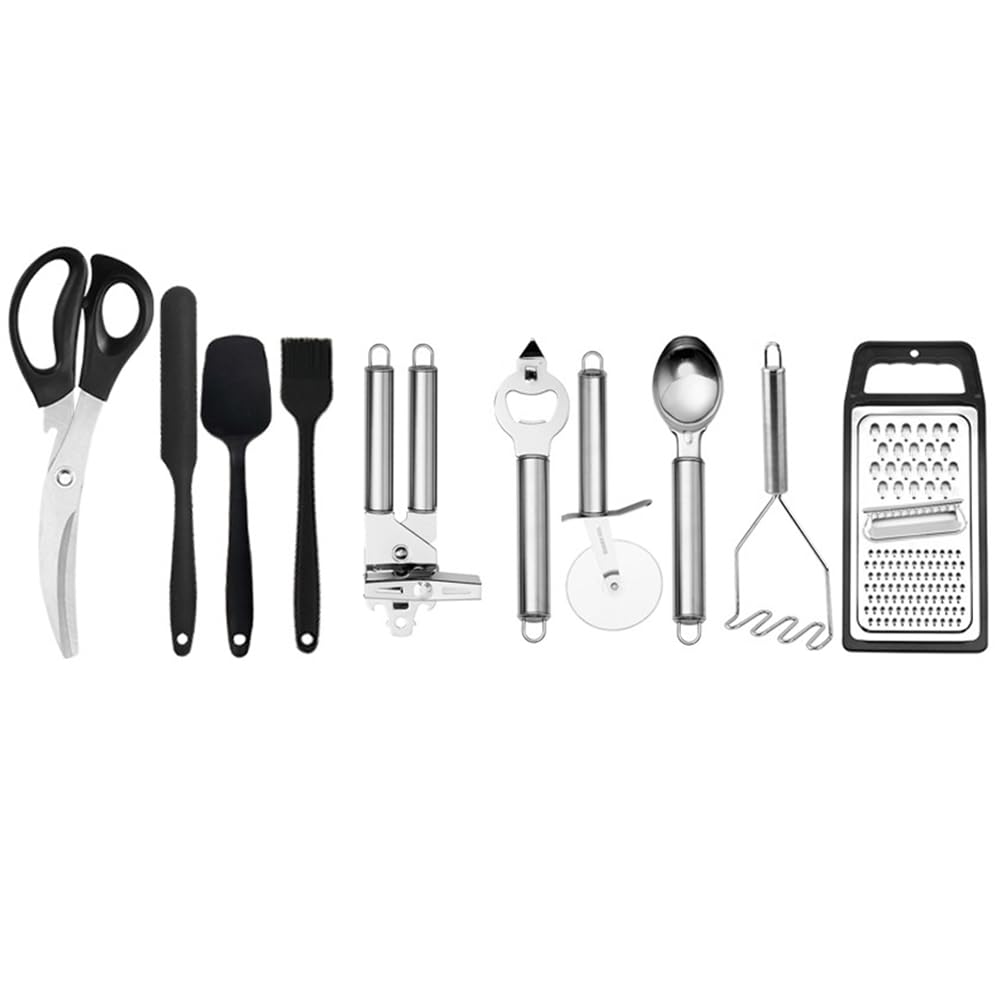 Chef Küchenhelfer-Set Aus Silikon, 34-Teilig, Hitzebeständig, Küchenhelfer und Werkzeuge mit Reibe, Schwarz