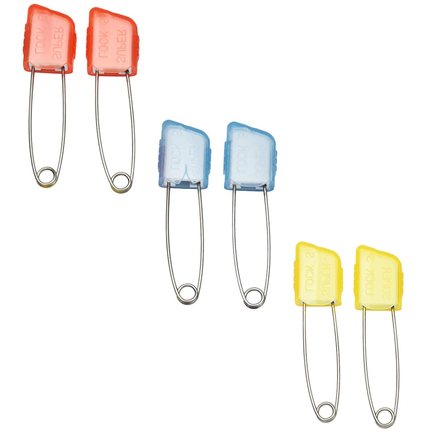 Boulevar 12 Pieces Safety Pins Plastic Head Baby Diaper Pins Stainless Steel Nappy Pins Safety Locking Cloth Pins Multi Color (Big) 2