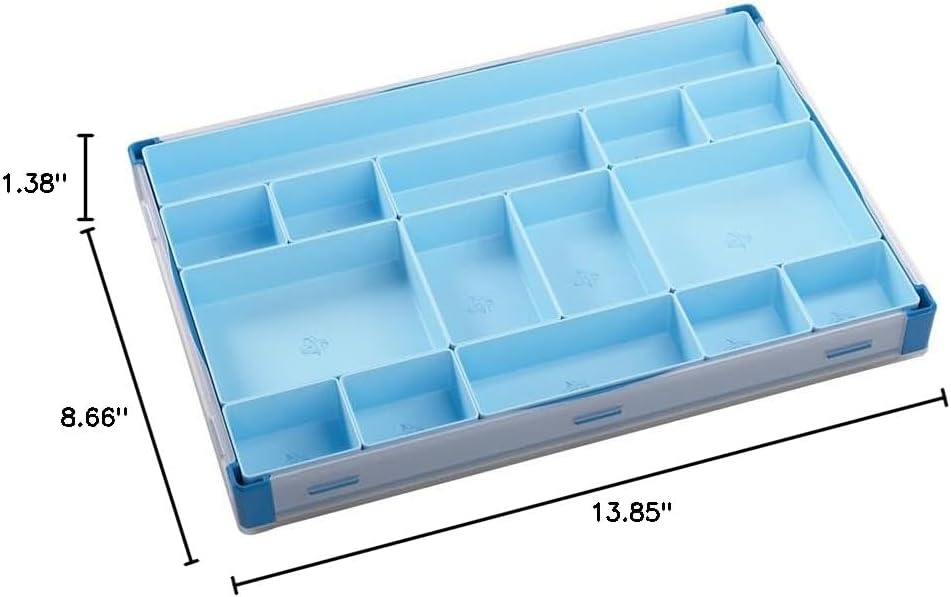 Gamegenic Token Silo XL Convertible - Versatile Storage Solution for Tabletop Gaming Accessories, 15 Removable Trays in 5 Different Sizes, Stackable Token Box, Blue Color, Made