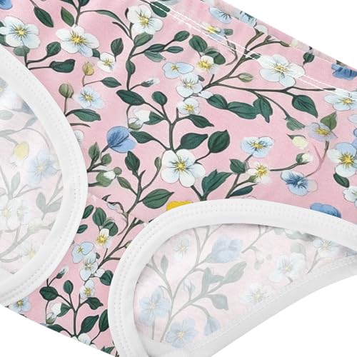 Spring Floral Pink Panties Little Girl Girls Underwear Toddler Cotton Flower Underpants Briefs 2t4