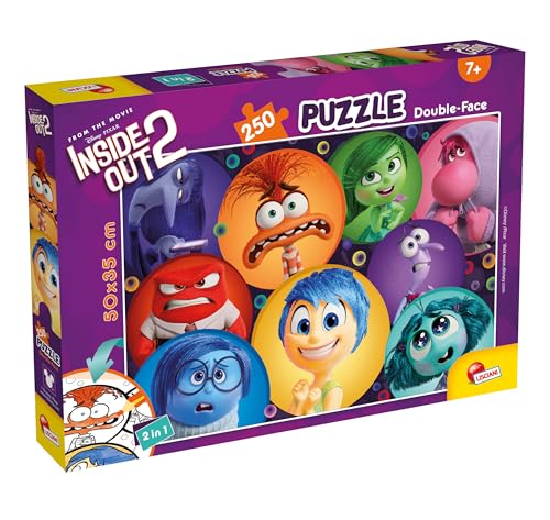 Lisciani - DISNEY DEL REVÉS 2 - Puzzle 250 Piezas - Para Niños a Partir de 7 Años - 2 in 1 - Puzzle Maxi Doble Cara - 50x35cm - Reverso para Colorear - Idea de Regalo - INSIDE OUT 2