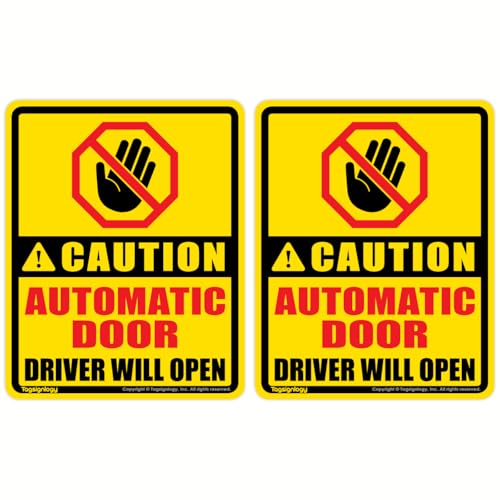 Image of (2 pcs) Caution Automatic Door Driver Will Open Dont Pull Safety Notes for Passenger & Driver UB LY Taxi Car Service Warning Sign UV Weatherproof Waterproof Vinyl Stickers