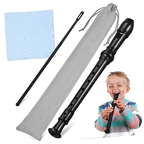 Garneck Recorder Set for Beginners 8 Hole Clarinet Flute Cleaning Rod Flannel Bag Sheet Music Cleaning Cloth Random