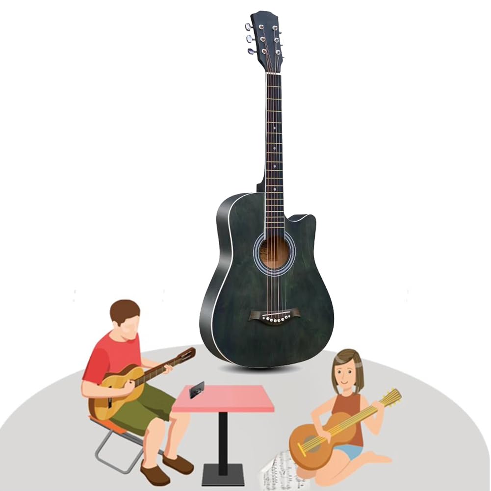 Akustikgitarre Starter Kit für Anfänger und Jugendliche mit eingebauten Tonabnehmern - 104 cm Full-Size Instrument zum Lernen und Üben