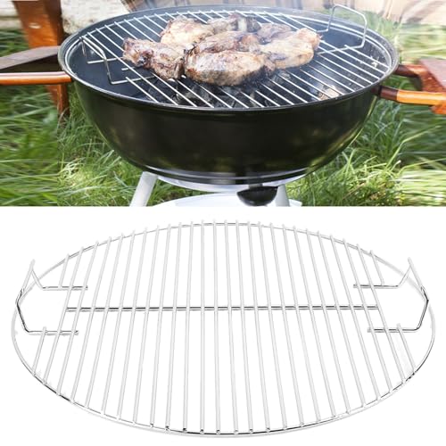 Parrilla de barbacoa de acero inoxidable para parrillas de carbón vegetal de 44,5 cm, rejilla de cocción redonda con asas para malla de repuesto Weber para una mejor experiencia de parrilla