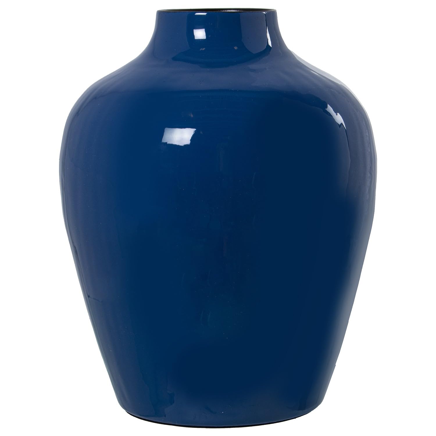 Vase de table bleu en métal émaillé de 28 cm pour décoration intérieure moderne