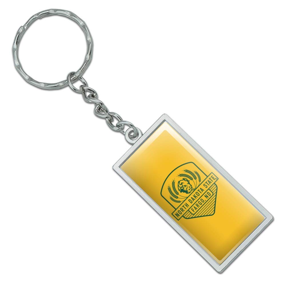 GRAPHICS & MORE Rectangle North Dakota State Badge Keychain in Chrome Plated Metal